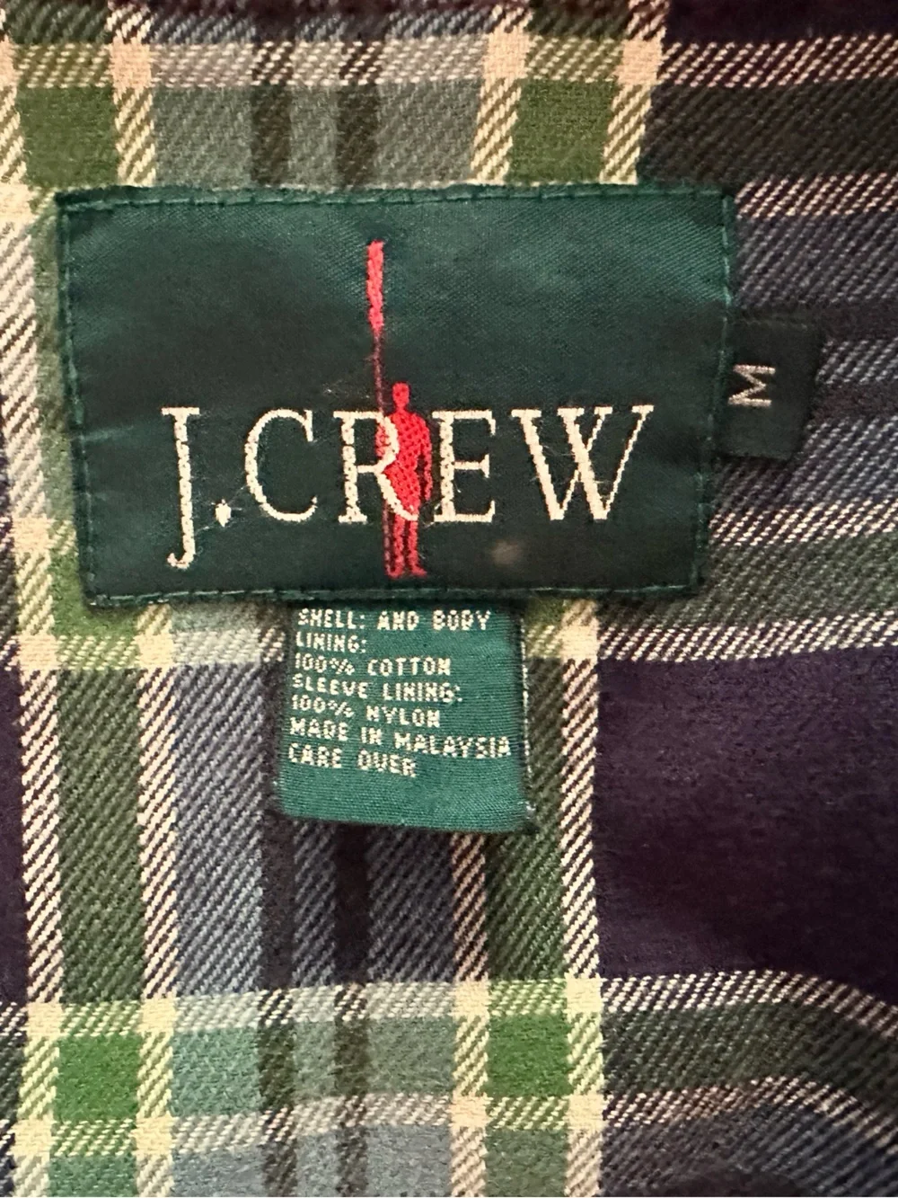 J. Crew Vintage Mens Red Barn Jacket with Brown Corduroy Collar - Size Medium